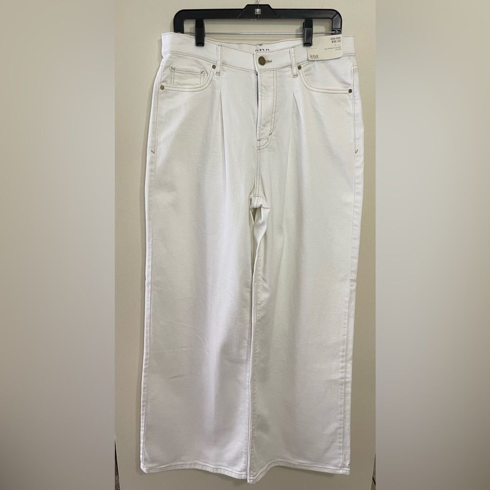 a.n.a Women's High-Rise Wide Leg Pleated Jeans White. Size 10. NWT - Picture 7 of 16